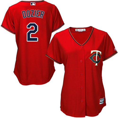 Twins #2 Brian Dozier Red Alternate Women's Stitched MLB Jersey